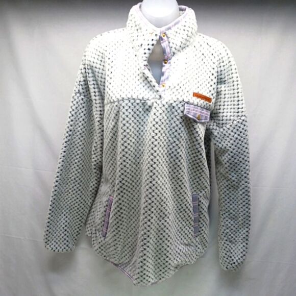 Simply Southern Gray Plush Fleece Pullover 1/4 Snap Button Sherpa Women's XL - Picture 1 of 10